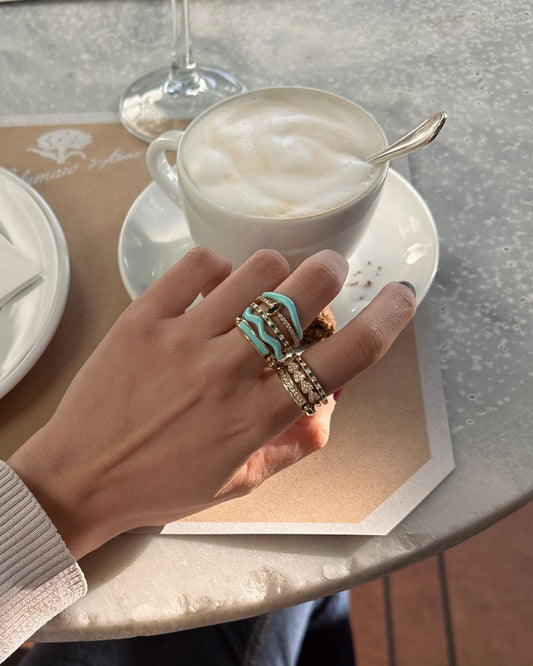 Turquoise Belt Ring - Gold Plated