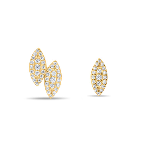 Single & Double Eye Stud Earring - Gold Plated