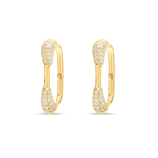 Hoops with Pave Corners pair earrings - Gold Plated