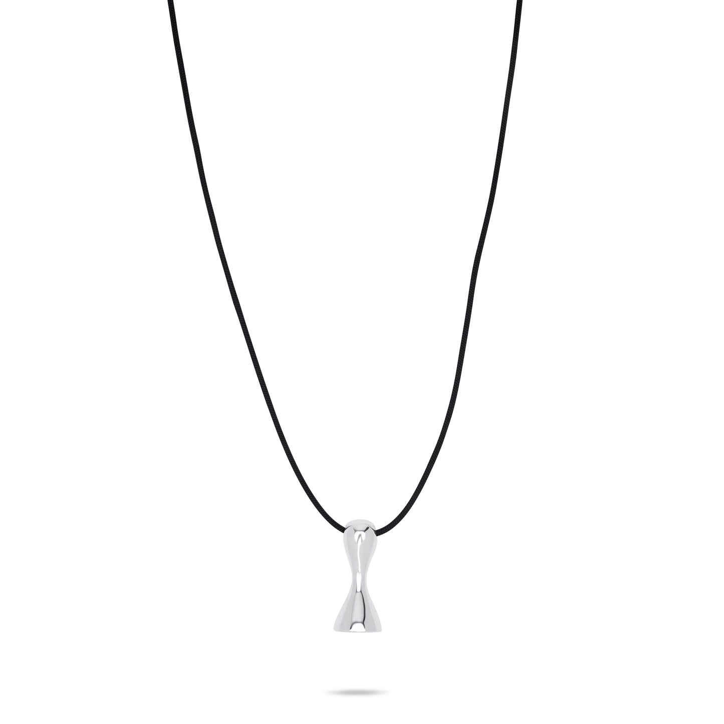 25 Stamp necklace with black cord - Silver Rhodium Plated