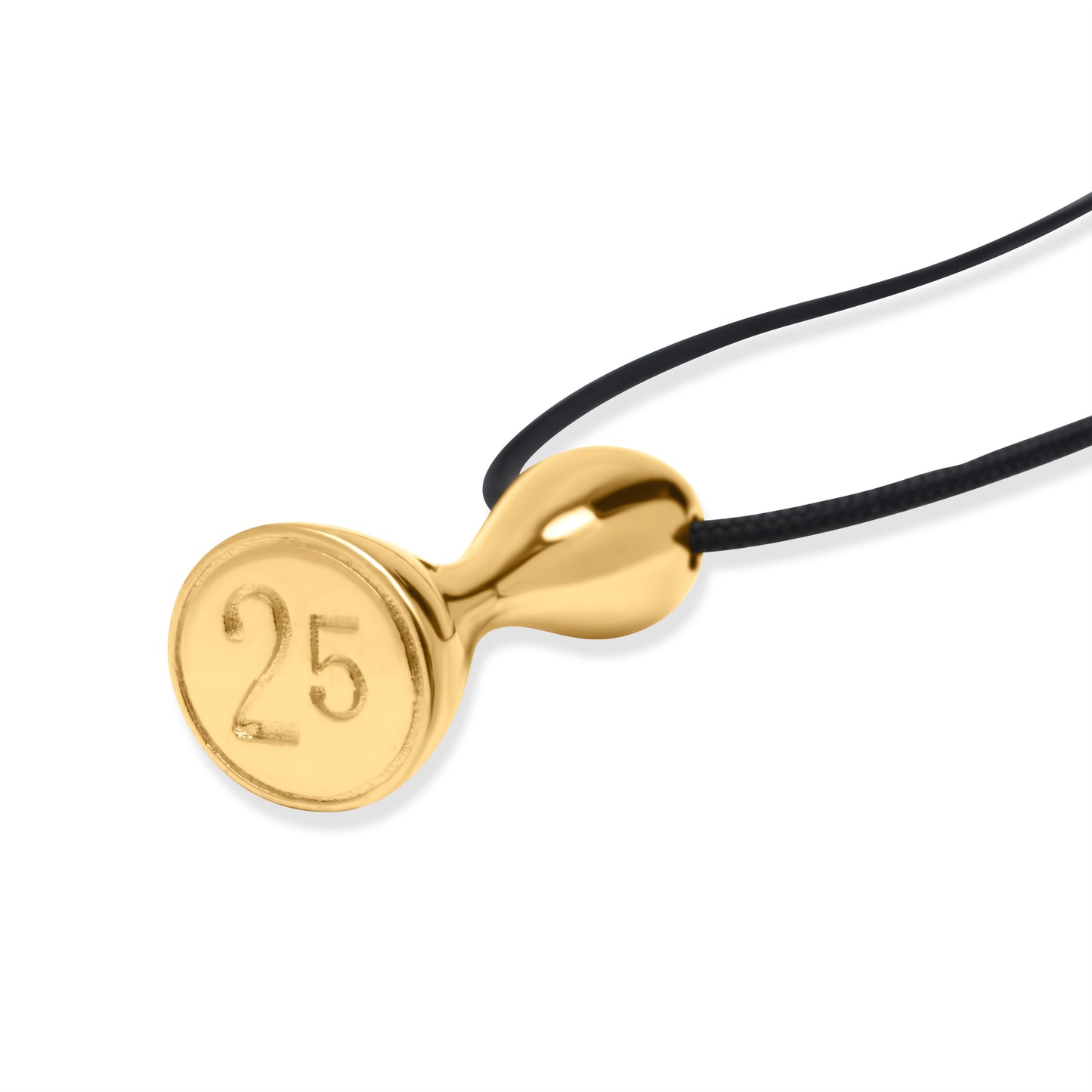 25 Stamp necklace with black cord - Gold Plated