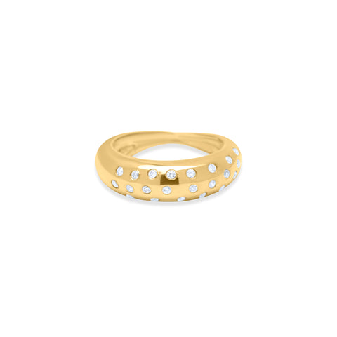 White Stardust Ring - Gold Plated