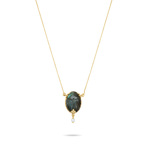 Lucky Scarab 14k Yellow Gold Chain Necklace