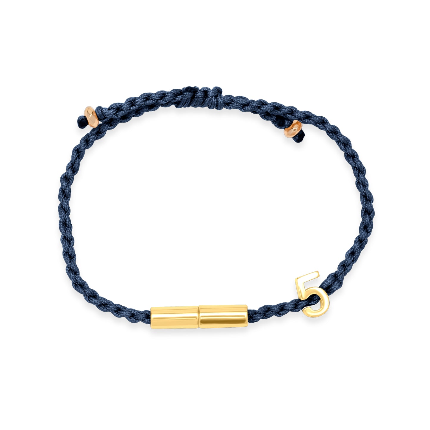 5 lucky bracelet with navy cord - Gold Plated