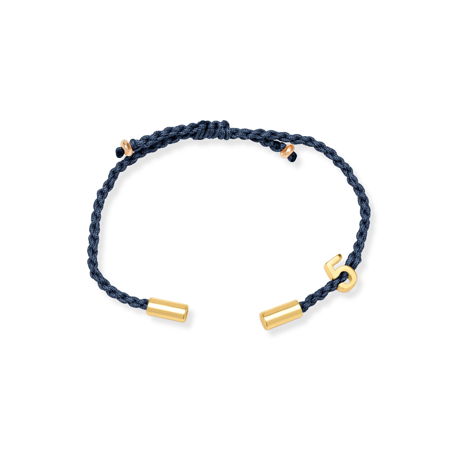 5 lucky bracelet with navy cord - Gold Plated