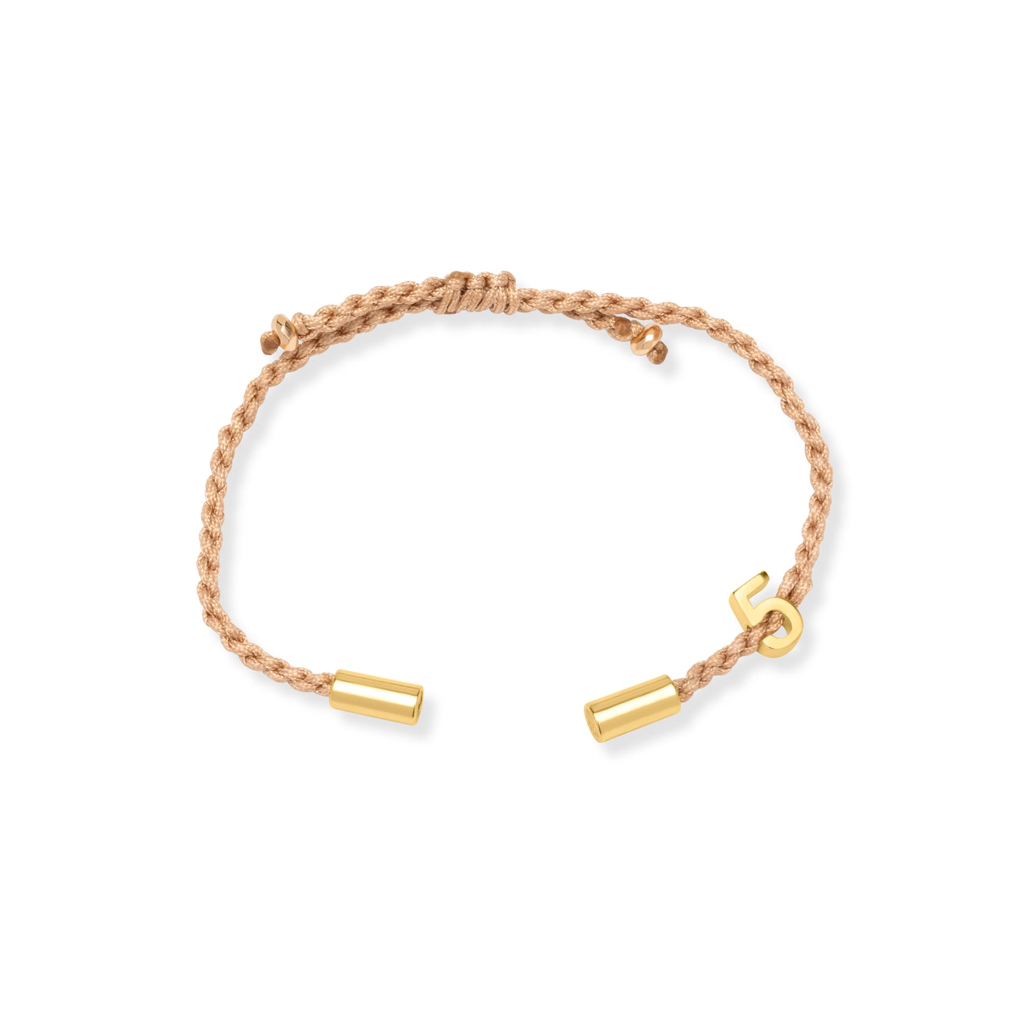 5 lucky bracelet with beige cord - Gold Plated