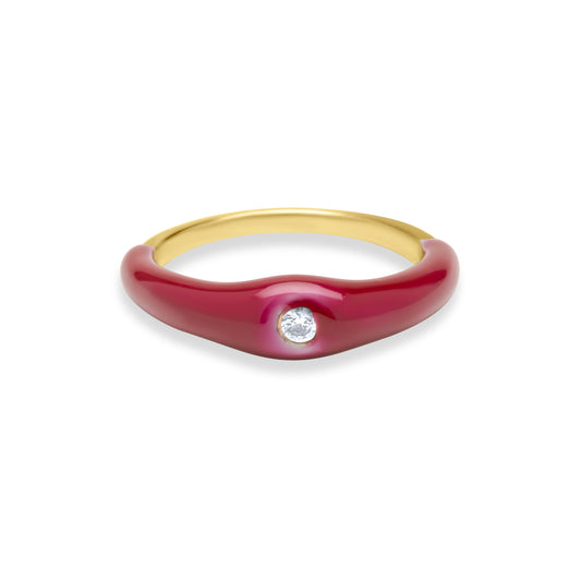 Cherry One Stone Ring - Gold Plated