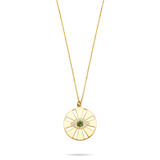 Emerald Eye Rays Necklace - Gold Plated