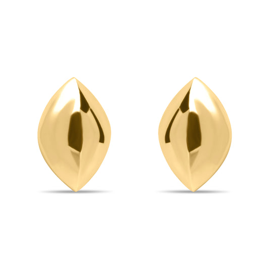 Medium Solid Naveta Stud Pair Earrings - Gold Plated