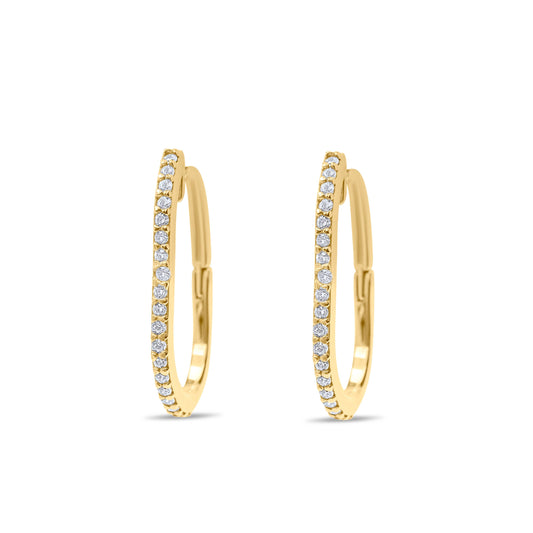 Long Oval Pair Earrings with stones - Gold Plated