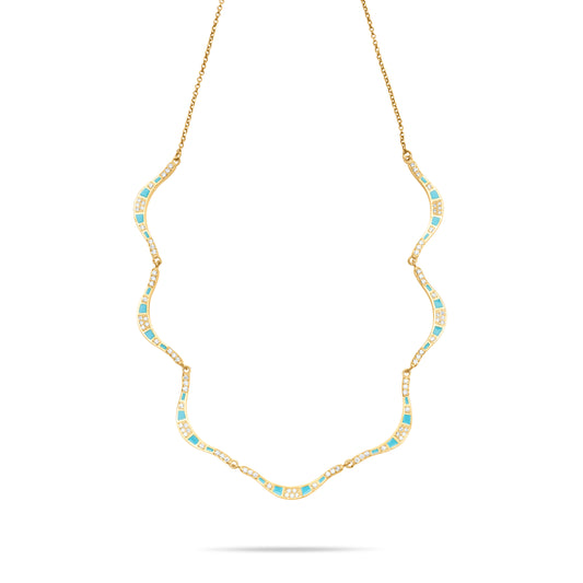 Turquoise Curvet Necklace - Gold plated