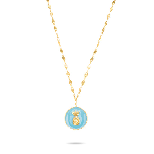 Turquoise Pineapple Necklace  - Gold Plated