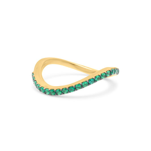 Emerald Wave Ring - Gold Plated