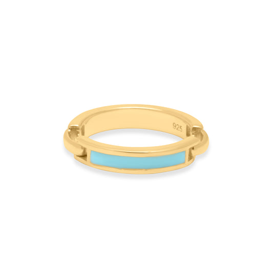 Turquoise Belt Ring - Gold Plated