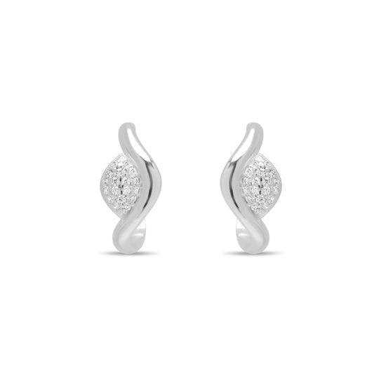 Curvet Pave Pair Earrings - Silver Rhodium Plated