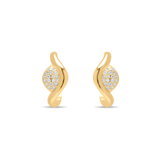 Curvet Pave Pair Earrings - Gold Plated