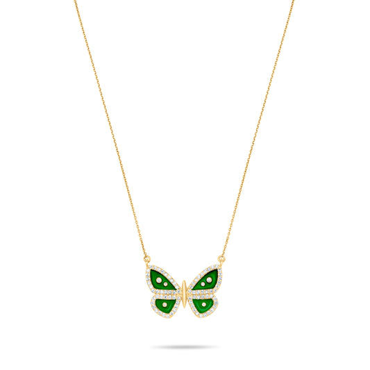 Emerald Butterfly Necklace - Gold plated