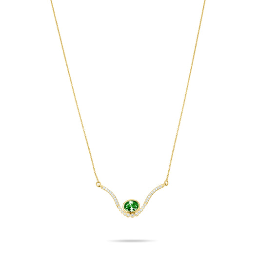 Curvet with Emerald Stone Necklace  - Gold Plated