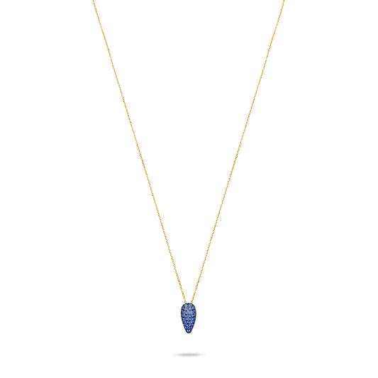 Sapphire Pave Tear Necklace  - Gold plated