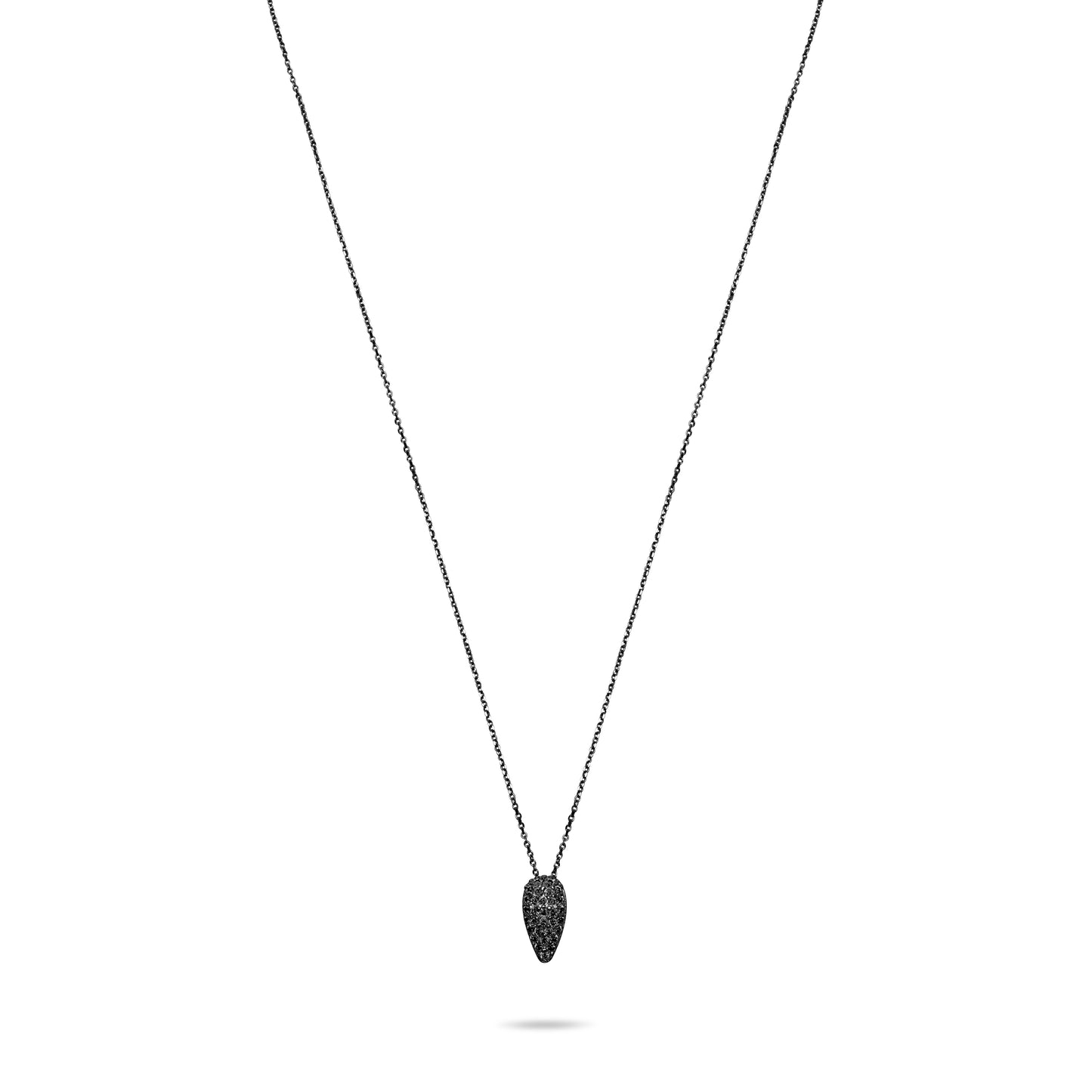 Black Pave Tear Necklace  - Black Rhodium Plated