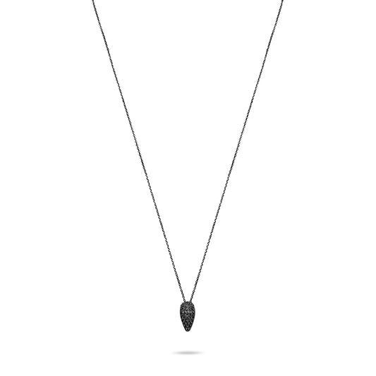 Black Pave Tear Necklace  - Black Rhodium Plated