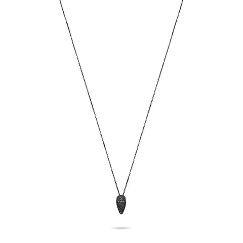 Black Pave Tear Necklace  - Black Rhodium Plated