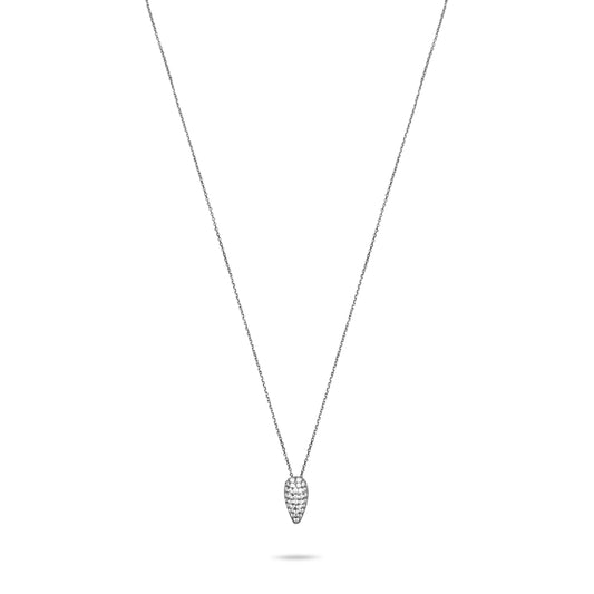 Pave Tear Necklace  - Silver Rhodium Plated