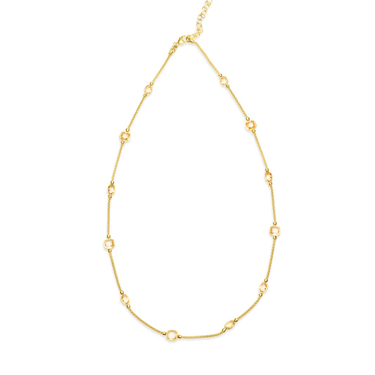 Citrine Chain Necklace  - Gold plated