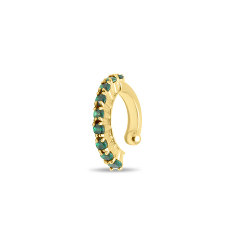 Emerald Single Ear Cuff with Crystals - Gold Plated